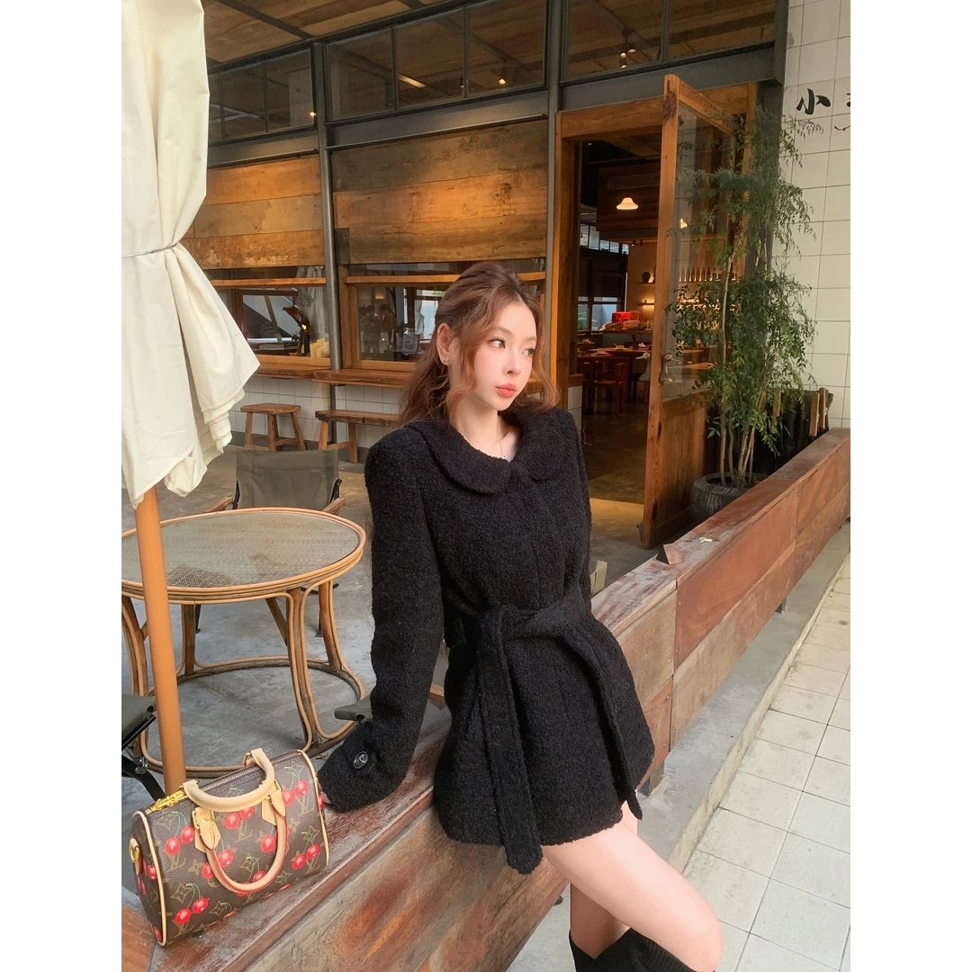 【安妮故事集】文文私服 时尚收腰显瘦中长休闲外套WWD5WT2985