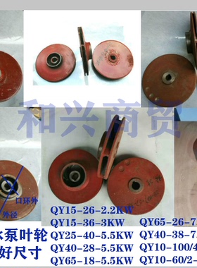 上海油浸式水泵配件铸铁水叶QY5.5/7.5/11/22KW轴25/30油浸导叶轮