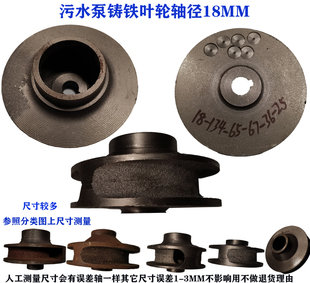 排污泵配件铸铁叶轮全扬程污水泵叶轮轴径18MM无堵塞泥桨泵水叶轮