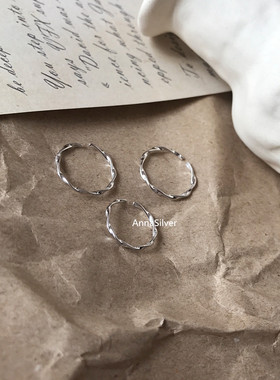 通体s925纯银百搭简约戒食指扭绳