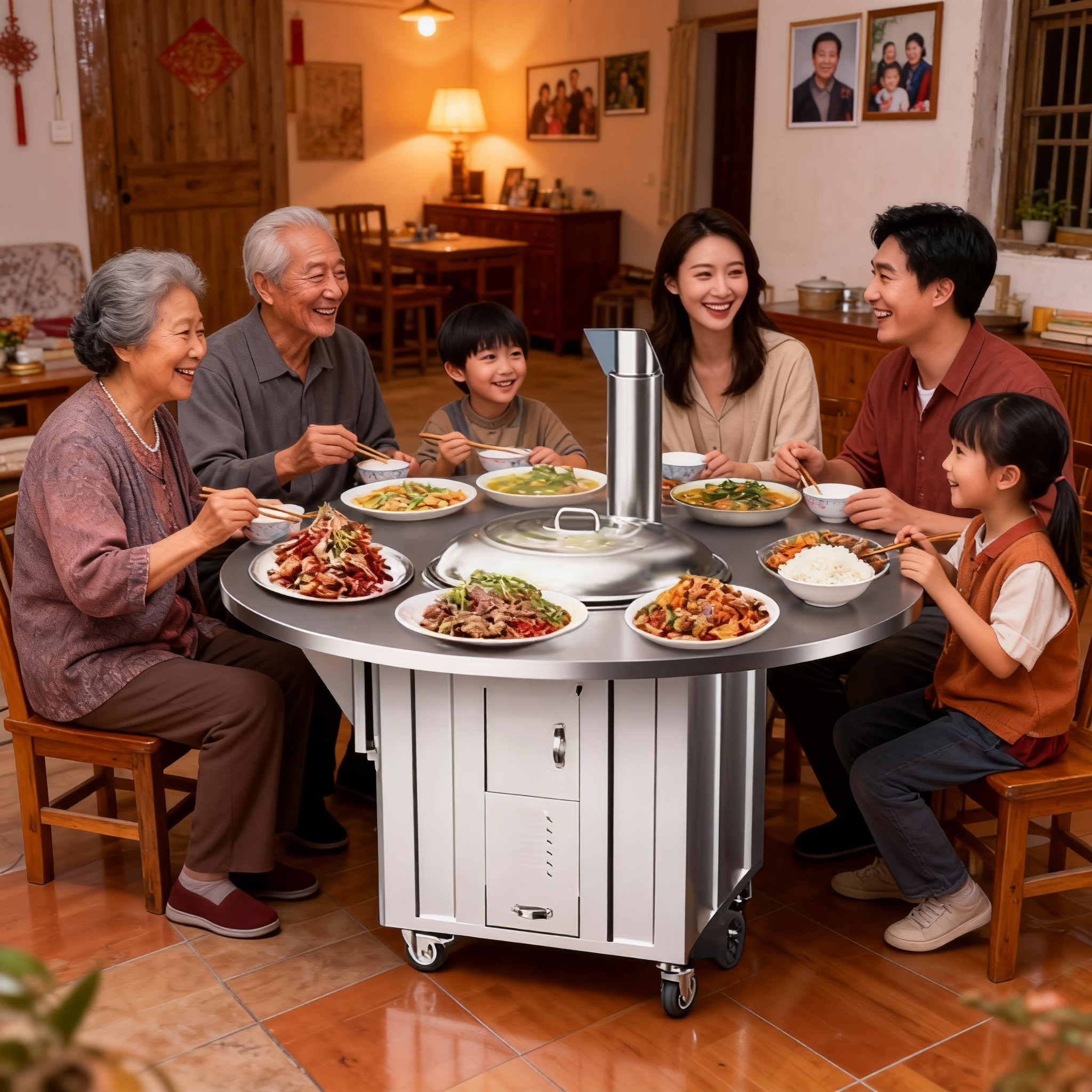 304不锈钢无烟柴火灶大锅可移动