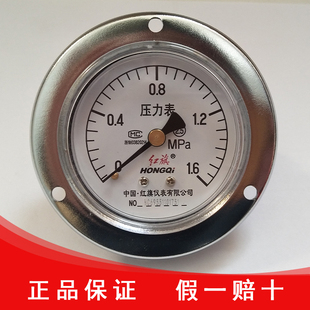 红旗仪表厂家直销Y-60ZT轴向带前边压力表水油气液液表压板式安装