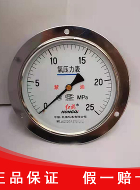 红旗仪表厂家直销YO-150ZT脱油脂轴向带前边氧气压力表面板式安装