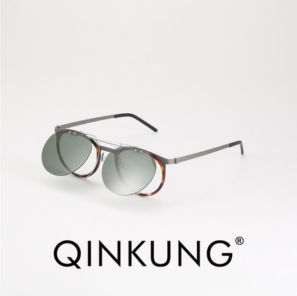 轻功日式clipon姜文同款偏光墨镜9704挂片近视太阳眼镜可翻盖夹片