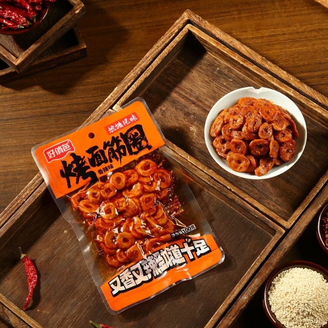 好俏芭麻辣面筋片好俏芭烧烤味零食面筋圈烤面筋宿舍解馋追剧小吃