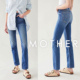 显瘦春秋明星款 女蓝色高腰修身 MOTHERDENIM牛仔直筒长裤 香港代购