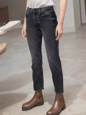 代购motherdenim深灰色牛仔裤女