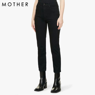 明星同款 代购 直筒黑色九分高腰显瘦弹力休闲裤 denim牛仔裤 mother