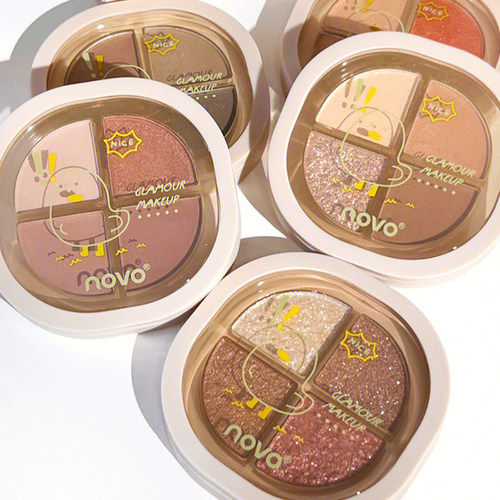 NOVO四色眼影盘珠光哑光闪亮粉紫金棕大地色细腻好上色自然立体