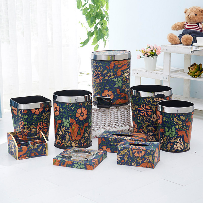 脚踩垃圾桶皮革欧式时尚创意收纳篓家用卧室厨房卫生间无盖垃圾筒,家庭/个人清洁工具,垃圾桶,淘宝优惠券,粉丝福利购,淘宝优惠卷