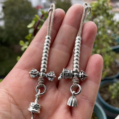 藏银藏式铃杵计数侧挂流苏葫芦套装文玩108颗星月手串挂件
