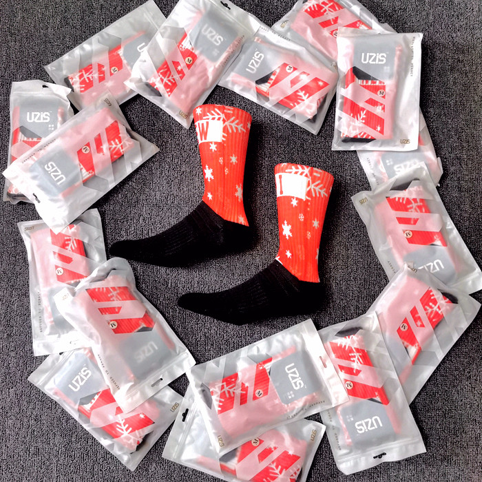 清货uzis老款篮球袜男长筒新年红圣诞染印毛巾底高帮精英运动袜潮