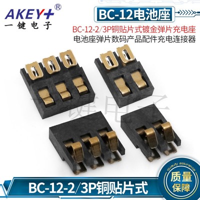BC-12-2/3P铜贴片式镀金弹片电池座弹片数码产品配件充电座2脚3脚