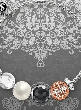 托马斯萨博珍珠花纹纯银礼物手链