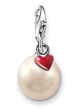 红色搪瓷滴胶心形珍珠吊坠挂坠子浪漫简约精美女百搭手链挂件配饰