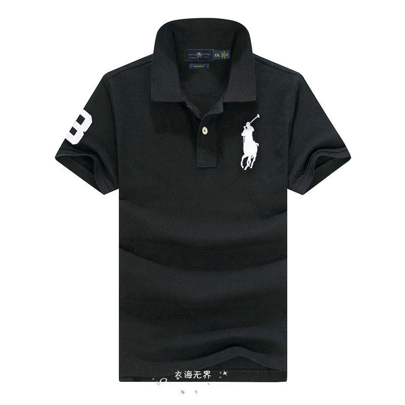 夏季保罗摩根男士短袖POLO衫翻领纯棉男宽松休闲运动大码T恤上衣