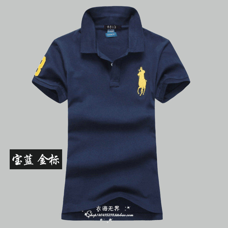 夏季保罗摩根polo衫女士翻领大码修身短袖t恤女纯棉POLO领情侣装