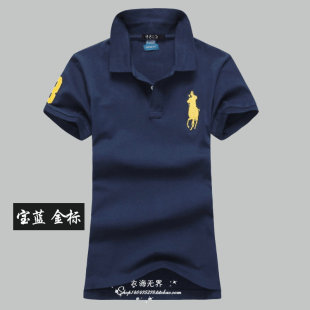 夏季保罗摩根polo衫女士翻领大码修身短袖t恤女纯棉POLO领情侣装