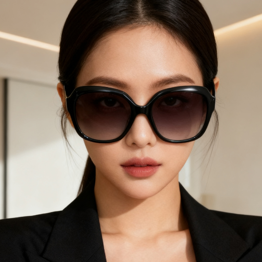 美拉德茶色沙滩度假风大框墨镜女