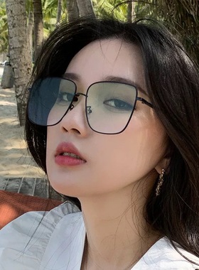 复古方框浅色男女渐变绿色墨镜