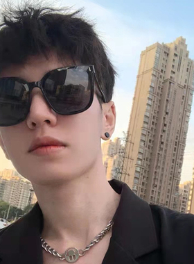 米白色墨镜偏光遮阳方形男女网红