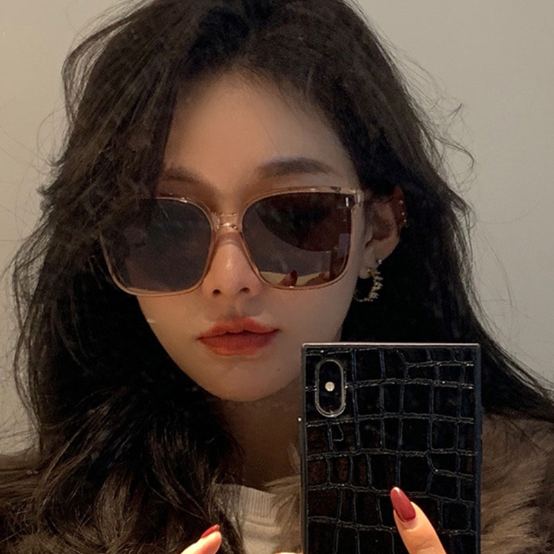 茶色太阳镜女高级感方框ins墨镜