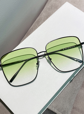华晨宇同款绿色镜片眼镜男时尚渐变牛油果绿大脸墨镜遮阳女太阳镜