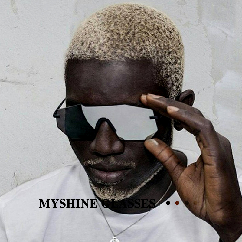 无框风镜一体式防风骑行男墨镜