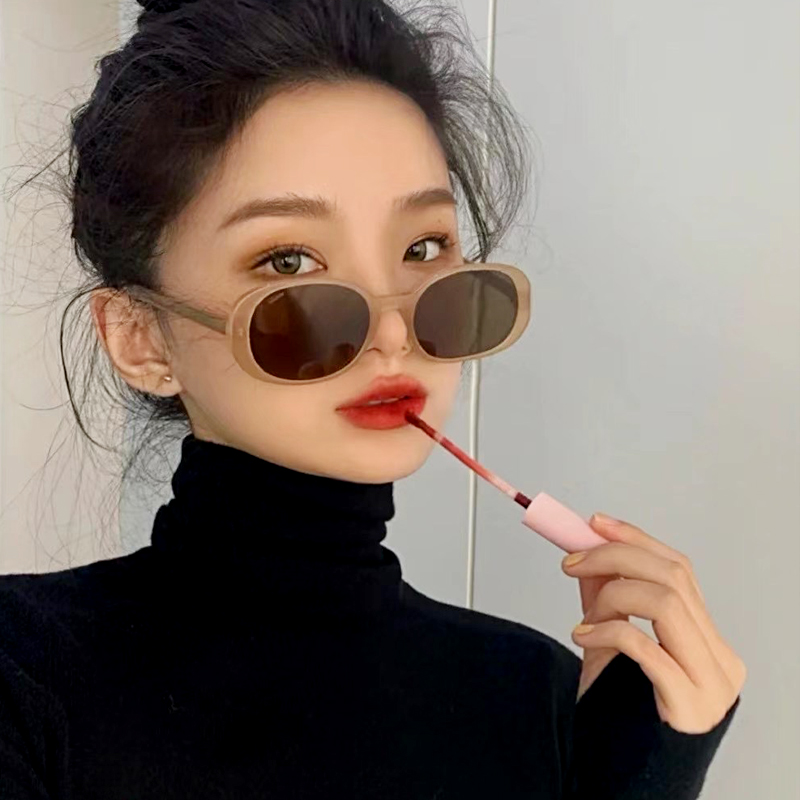欧美复古茶色椭圆形女潮沙滩墨镜