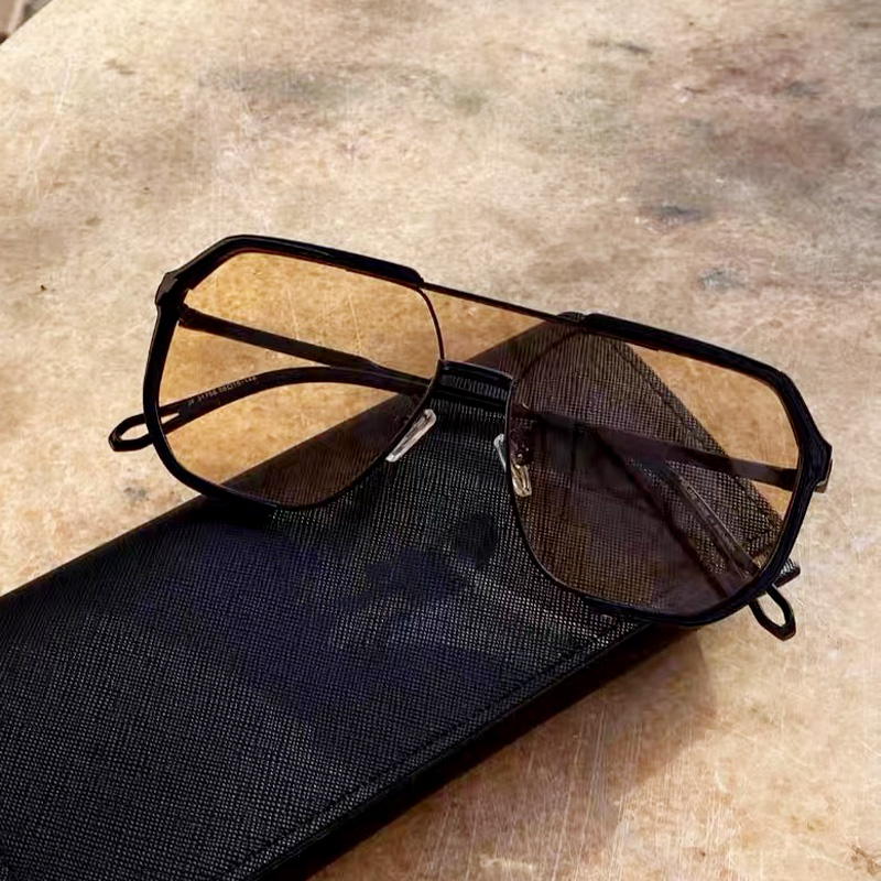 复古圆脸黑茶色墨镜女高级感