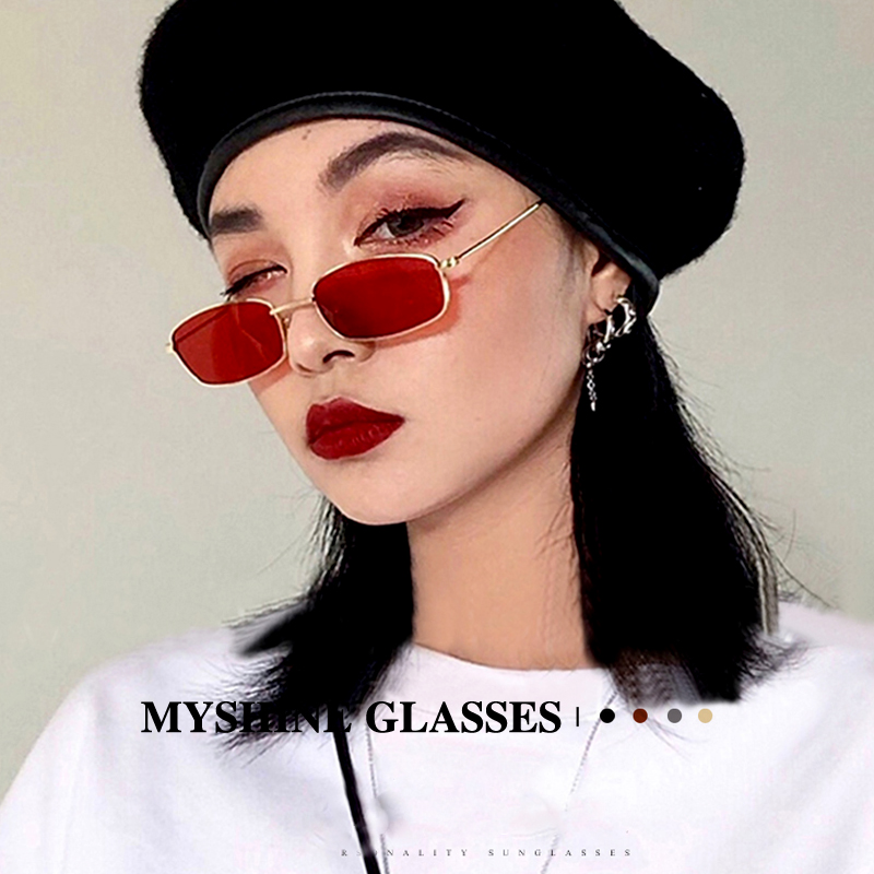 搞怪复古风方形窄框蹦迪太阳镜