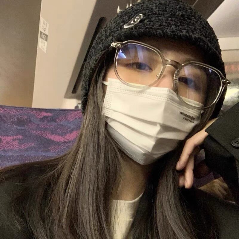 韩系夏日透明眼镜黑框方形铆钉少女平光眼镜素颜网红防蓝光可配镜