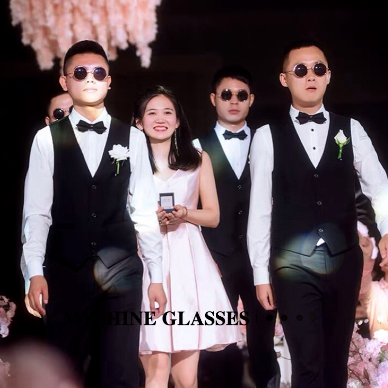 墨镜复古风小圆形伴郎团太子镜