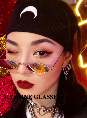 超小窄框INS反光网红男眼镜