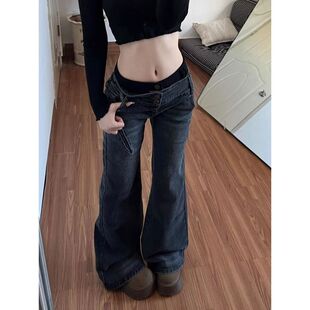 浅浅家风格店 美式高街水洗牛仔裤女秋冬季2025新款宽松低腰窄版