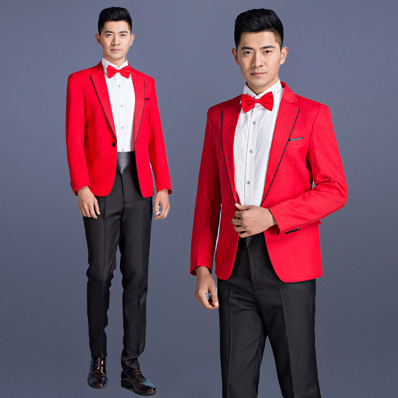 大合唱团演出服西服套装男主持人
