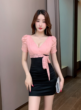 性感连衣裙女装性感辣妹气质显瘦夜场衣服技师工作服后妈包臀短裙