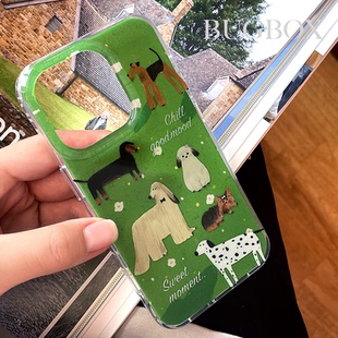 16ProMax保護(hù)套雙層16pro防摔新款 BUGBOX簡約ins狗狗田野適用iPhone14手機(jī)殼12可愛卡通13蘋果15