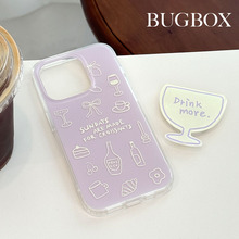 BUGBOX原创ins风双层芋泥紫酒杯支架适用苹果15Pro手机壳高级13硅胶14新款iPhone15ProMax保护套小众简约女生