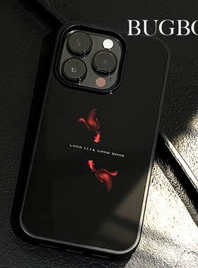 BUGBOX原创锦鲤新中国风适用苹果14光面13Pro全包防摔情侣iPhone16ProMax手机壳新年15Pro保护套简约