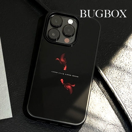 BUGBOX原创锦鲤新中国风适用苹果14光面13Pro全包防摔情侣iPhone14ProMax手机壳新年15Pro保护套简约