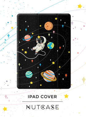 原创星球宇航员适用2024 iPad Air6 11英寸10.2保护套mini6 Air54 Pro 10.9/10.5寸超薄休眠防摔壳2024笔槽款