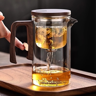 泡茶壶2025新款磁吸飘逸杯一键过滤茶水分离家用高端玻璃冲茶神器