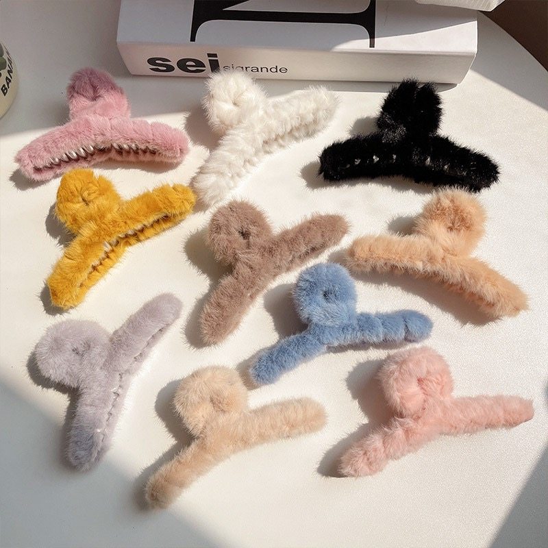 秋冬毛绒11cm抓夹新款后脑勺夹子微商地推小礼品发饰品