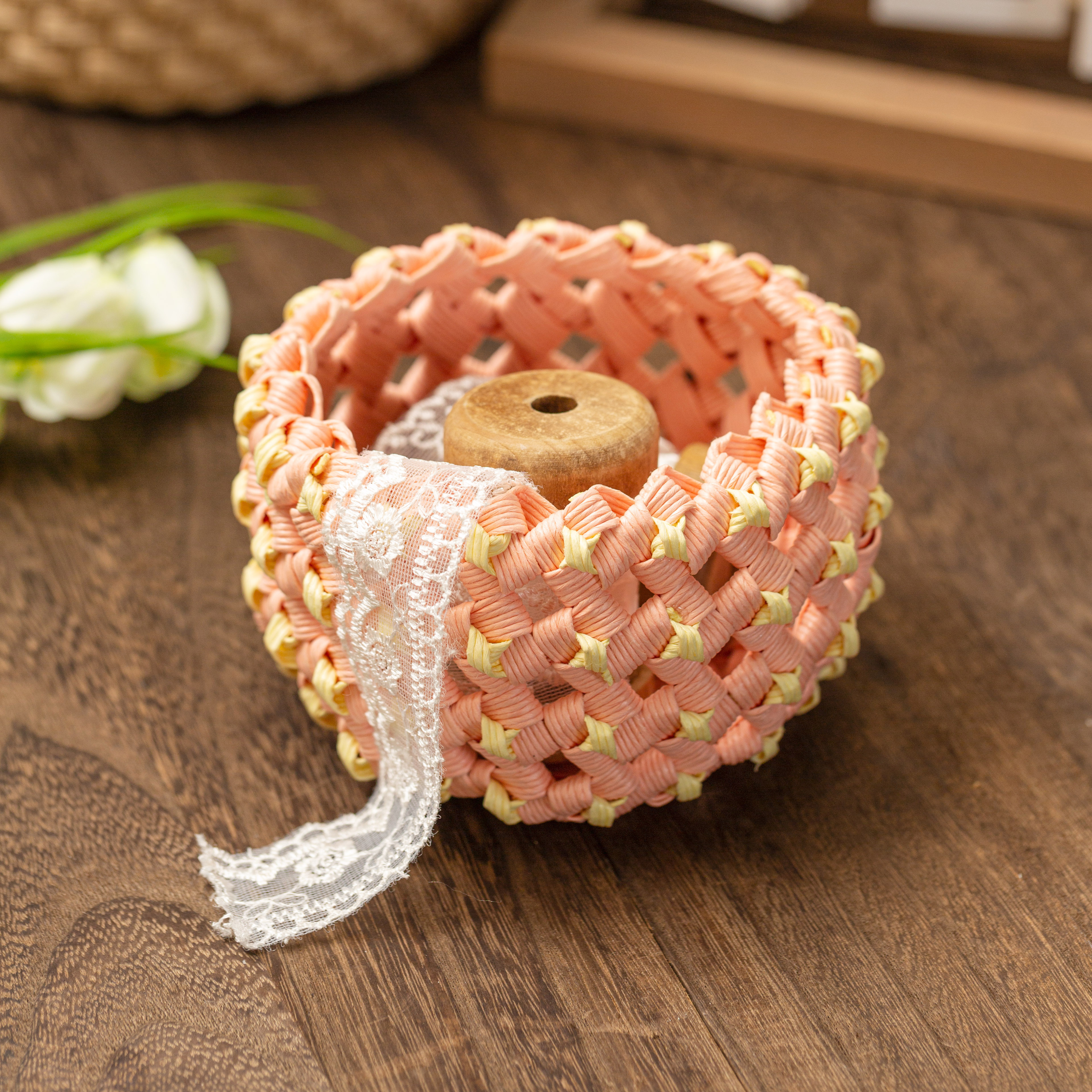 繁星圆罐纸藤编织手工课材料包纸绳创意仿藤编diy礼物拍照装饰