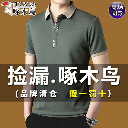啄木鸟夏季男士短袖T恤翻领POLO