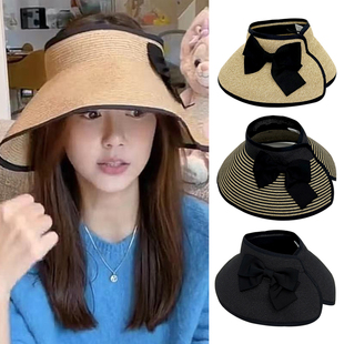 CUT98%大檐空顶帽防晒草帽 日本订单可收纳2022新品 张子萱同款