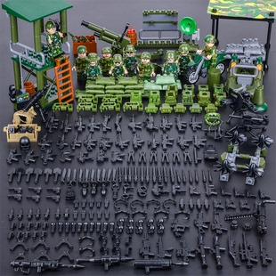 儿童积木丛林哨所特种兵军事基地特警人仔拼装适用乐高男孩子玩具