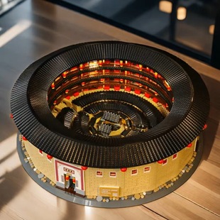 中国积木福建土楼黄鹤楼滕王阁建筑模型拼装男女孩子生日礼物玩具