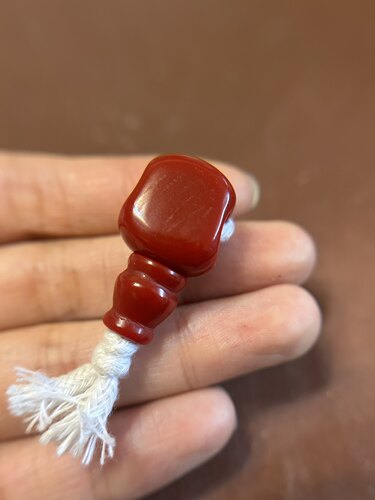 14mm西藏区回流红色料器三通佛头分体式藏传文玩佛珠手串配饰件